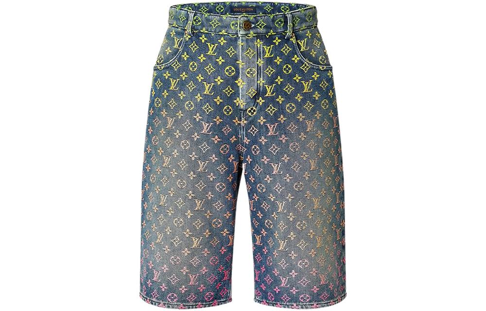 LOUIS VUITTON Rainbow Monogram Denim Shorts