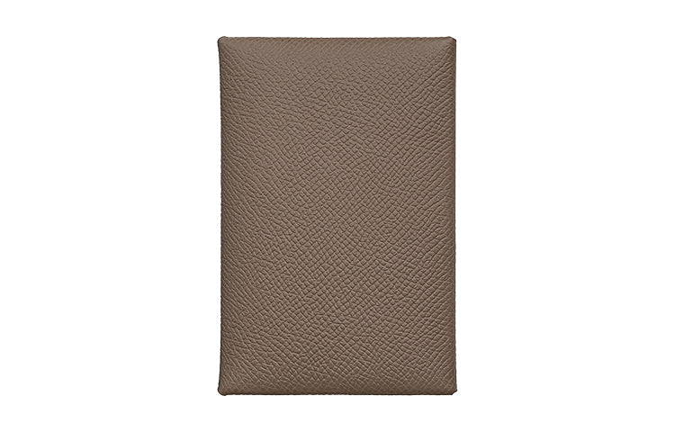 HERMES Calvi Duo Calfskin Card Holder Wallet Unisex Elephant Gray