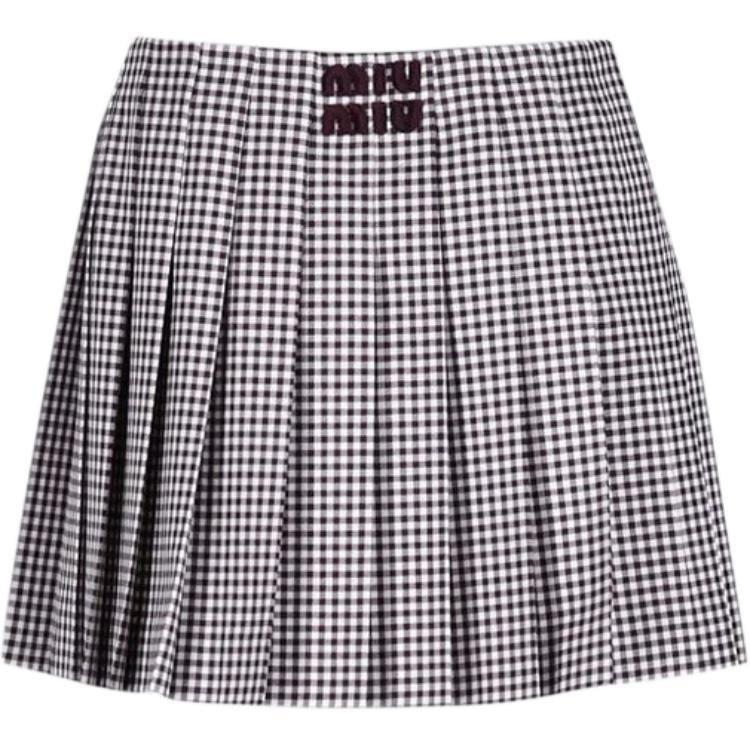MIU MIU Plaid Pleated Mini Skirt
