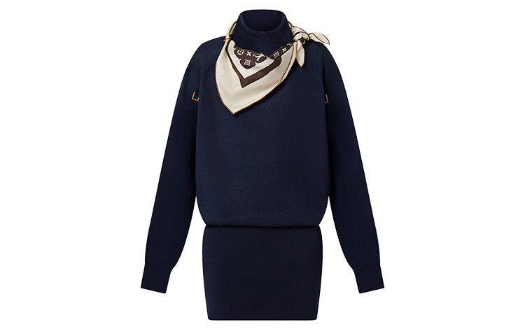 LOUIS VUITTON New Quarterly Products Of LV Long-Sleeved Dresses Women's Navy Blue