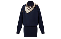 LOUIS VUITTON New Quarterly Products Of LV Long-Sleeved Dresses Women's Navy Blue