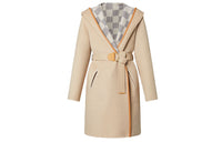 LOUIS VUITTON Reversible Damier Azur Hooded Wrap Coat