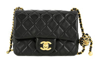 CHANEL 22SS Sheepskin Mini Square Flap Bag, Crossbody Bag, Shoulder Bag Women's Black