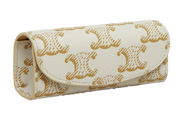 CELINE Triomphe Canvas Ring Bag Clutch Women's White