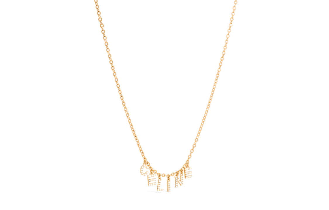 CELINE Brass Crystal Necklaces Women's Gold