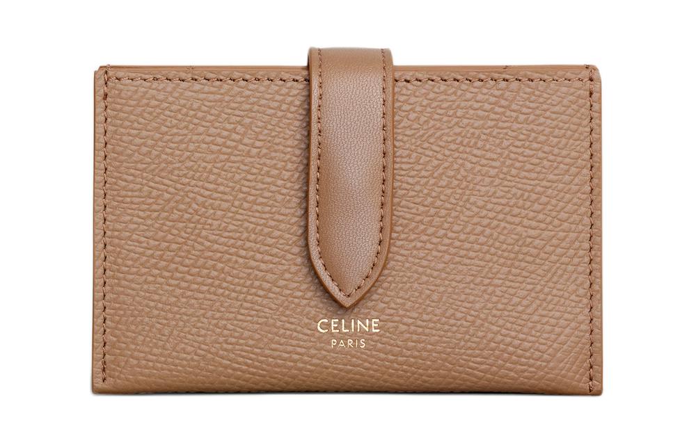 CELINE Grained Calfskin Card Holder Small Size Women's Light Camel