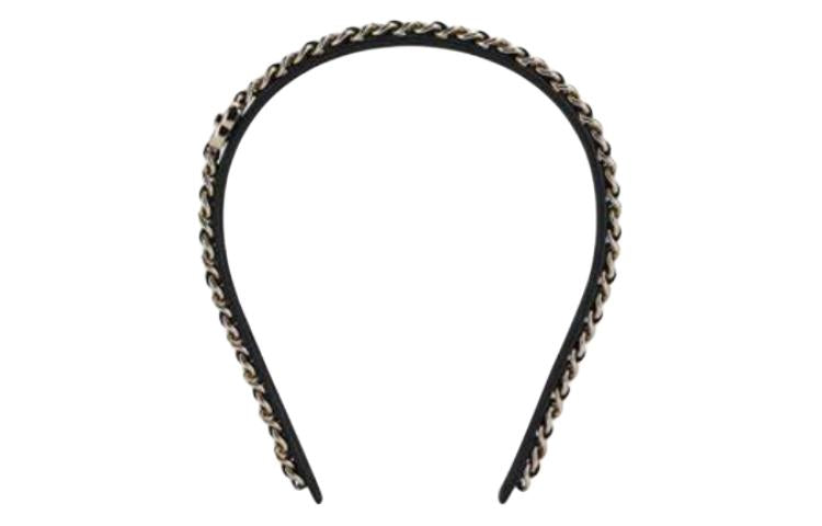 CHANEL Calfskin Headbands Women's Black/Gold
