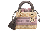 DIOR Lady Dior Wicker Dior Bag Shoulder Bag Crossbody Bag Handbag Mini Women's Natural/Pink/Gray