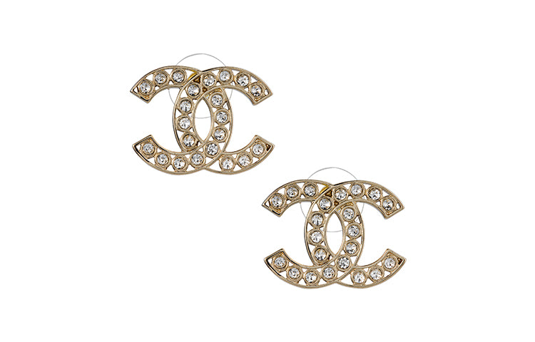 CHANEL 1980-1990s Rhinestone-embellished Cc Brooch