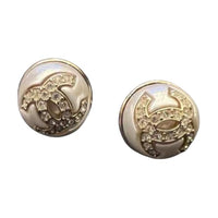 CHANEL Metal Stud Earrings Women's White