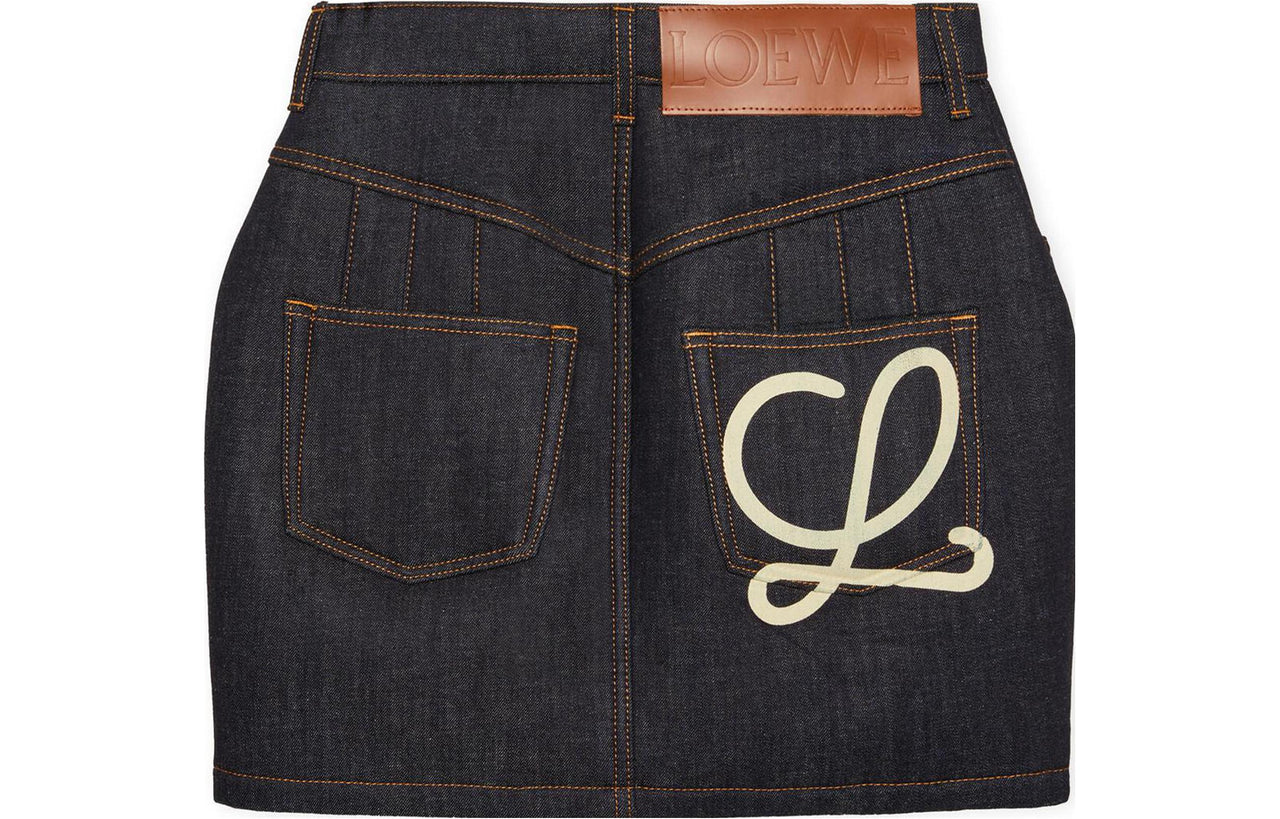 LOEWE Curved Mini Skirt 'Aw Denim'
