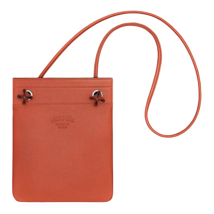 HERMES Aline Cheri Calfskin Shoulder Bag Crossbody Bag Mini Women's R1 Terre Battue Red Clay