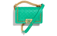 CHANEL Grained Smooth Finish Calfskin Crossbody Bag Shoulder Bag Women's Green