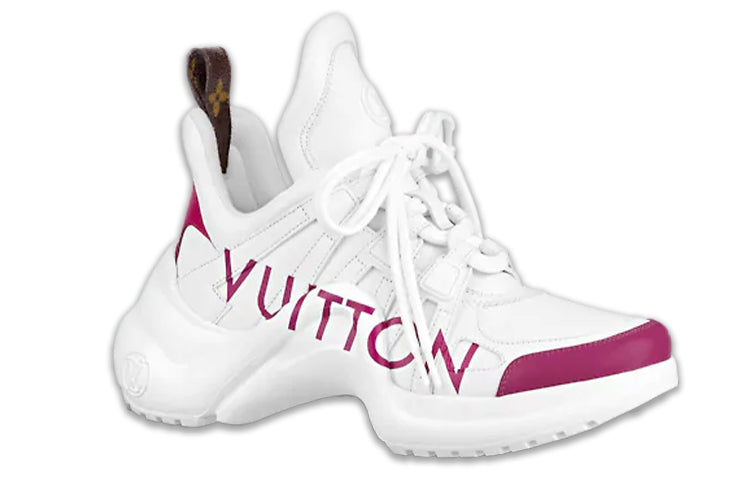 LOUIS VUITTON Archlight Anti-Slip And Wear-Resistant Coverage Support Low-Top Athletic Shoes Women's White Rose Red