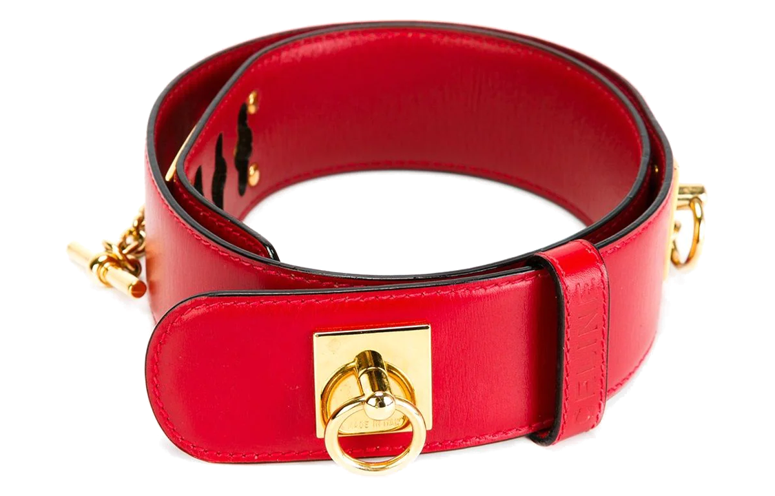 CELINE Letter Round Decoration Smooth Buckle Leather Belts Women's Red Width: 4cm