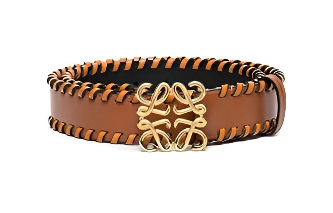 LOEWE Anagram Leather Belts Unisex Brown