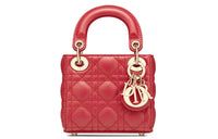 DIOR Lady Dior Sheepskin Dior Bag Shoulder Bag Crossbody Bag Handbag Extra Mini Women's Red