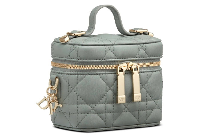 DIOR Lambskin Box Bag, Shoulder Bag, Crossbody Bag, Handbag, Makeup Bag Micro Women's Gray