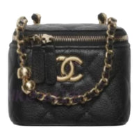CHANEL Shiny Grained Calfskin Shoulder Bag Crossbody Bag Handbag Women's Black