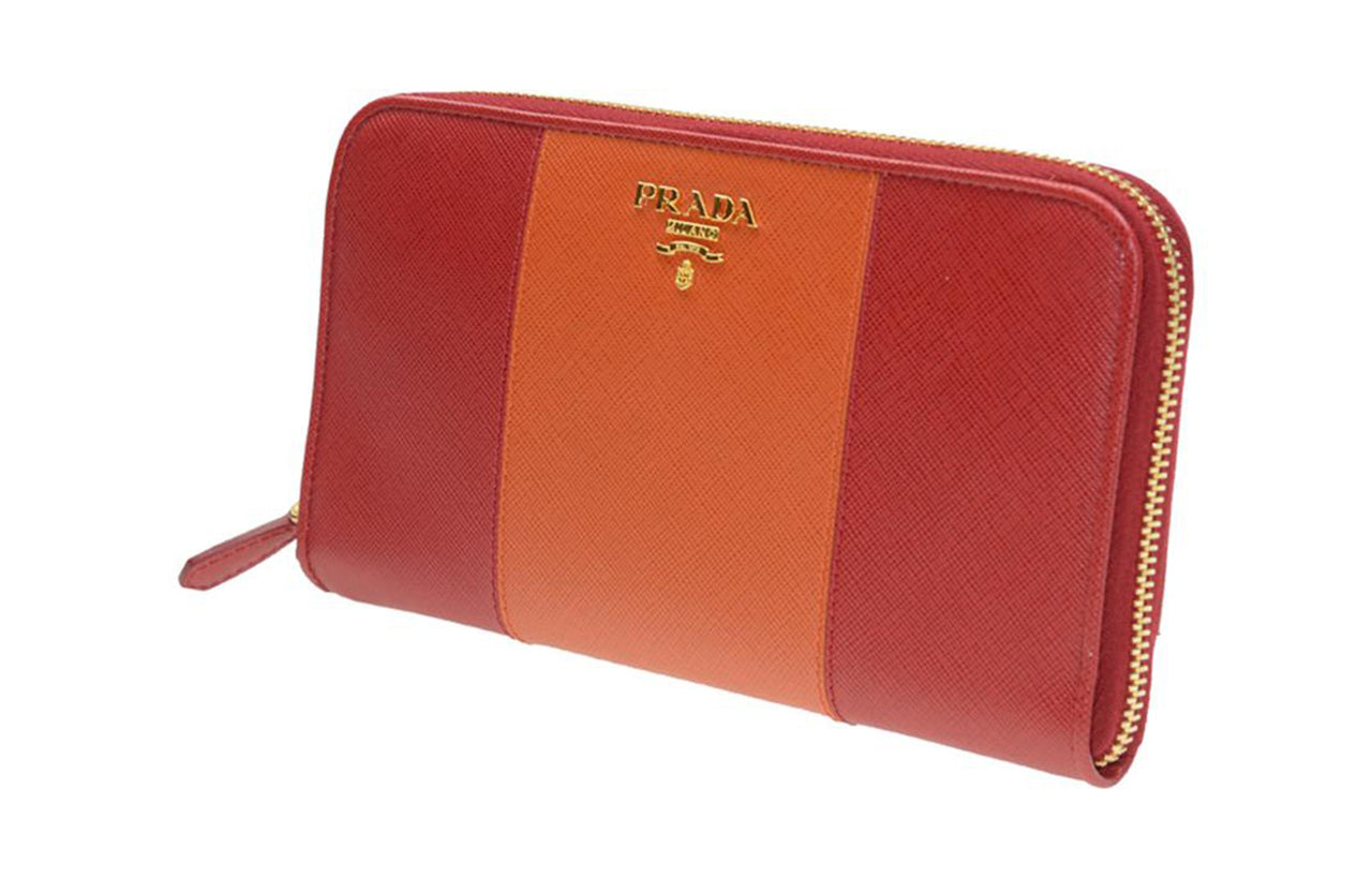 PRADA Calfskin Wallet Women's Red