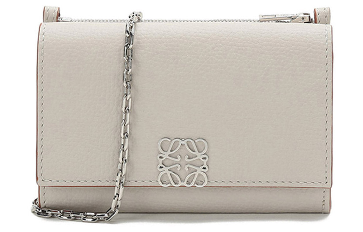 LOEWE Cow Leather Chain Bag, Shoulder Bag Women's Gray White