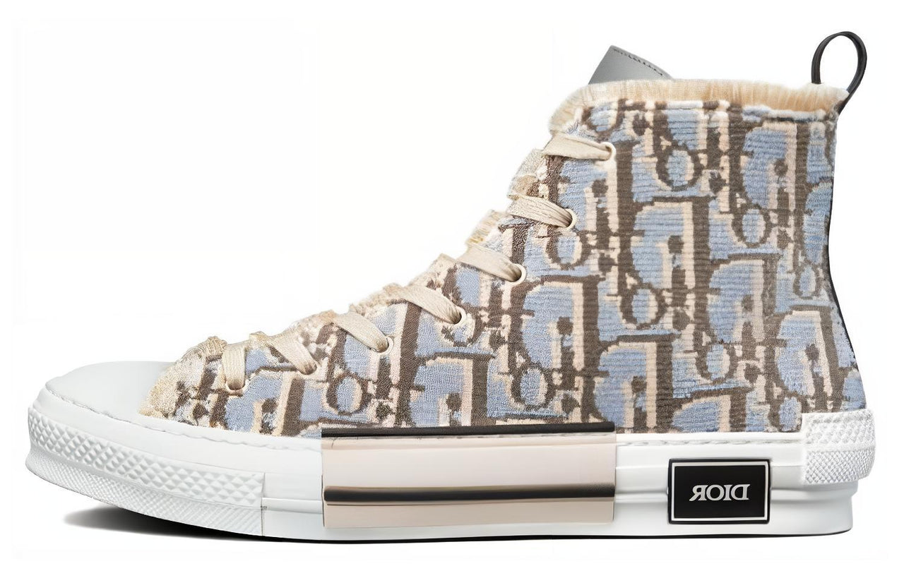 DIOR B23 High Top Stylish Skateboarding Shoes Men's Gray White