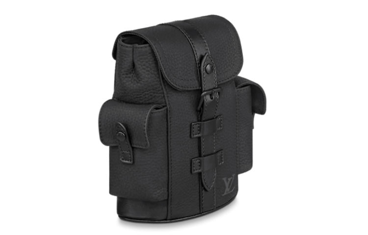 LOUIS VUITTON CHRISTOPHER Cow Leather Backpack Unisex Black