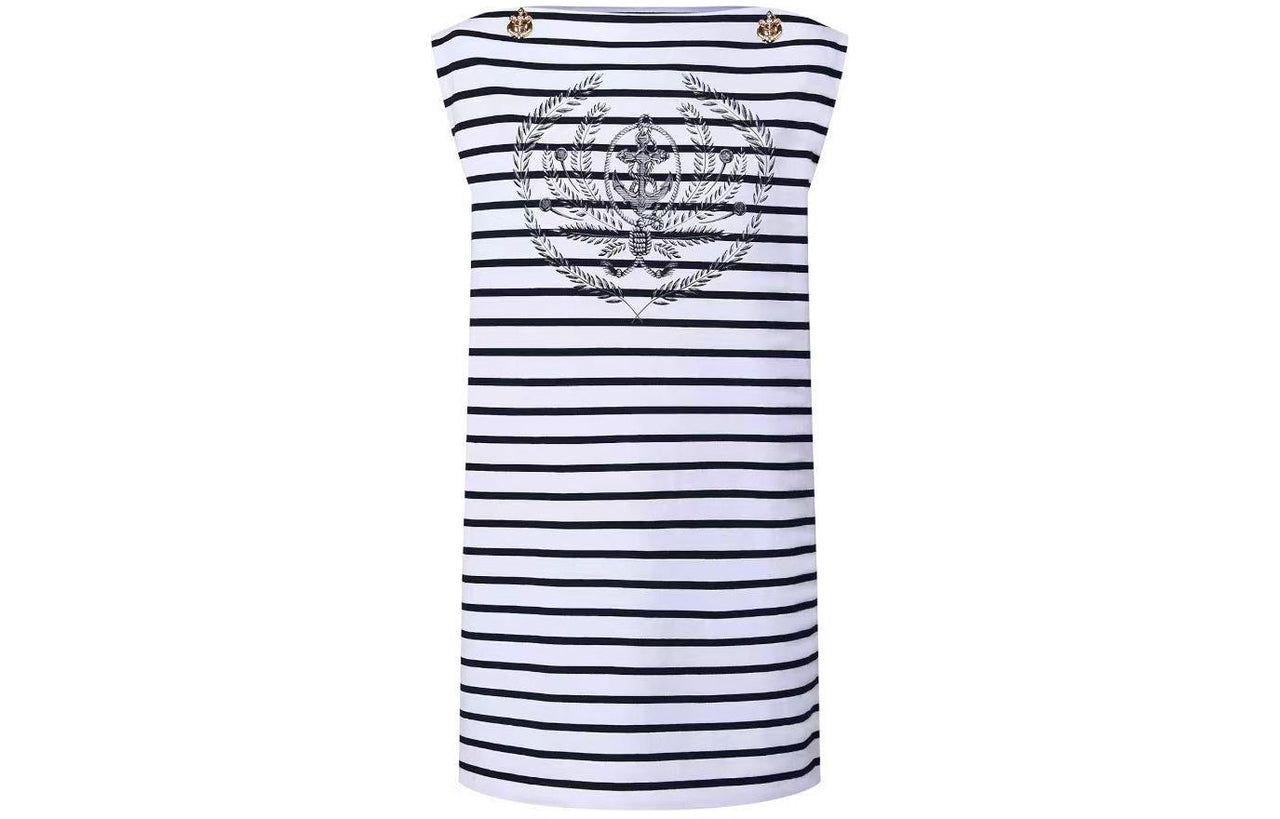 LOUIS VUITTON Striped Anchor T-Shirt Dress