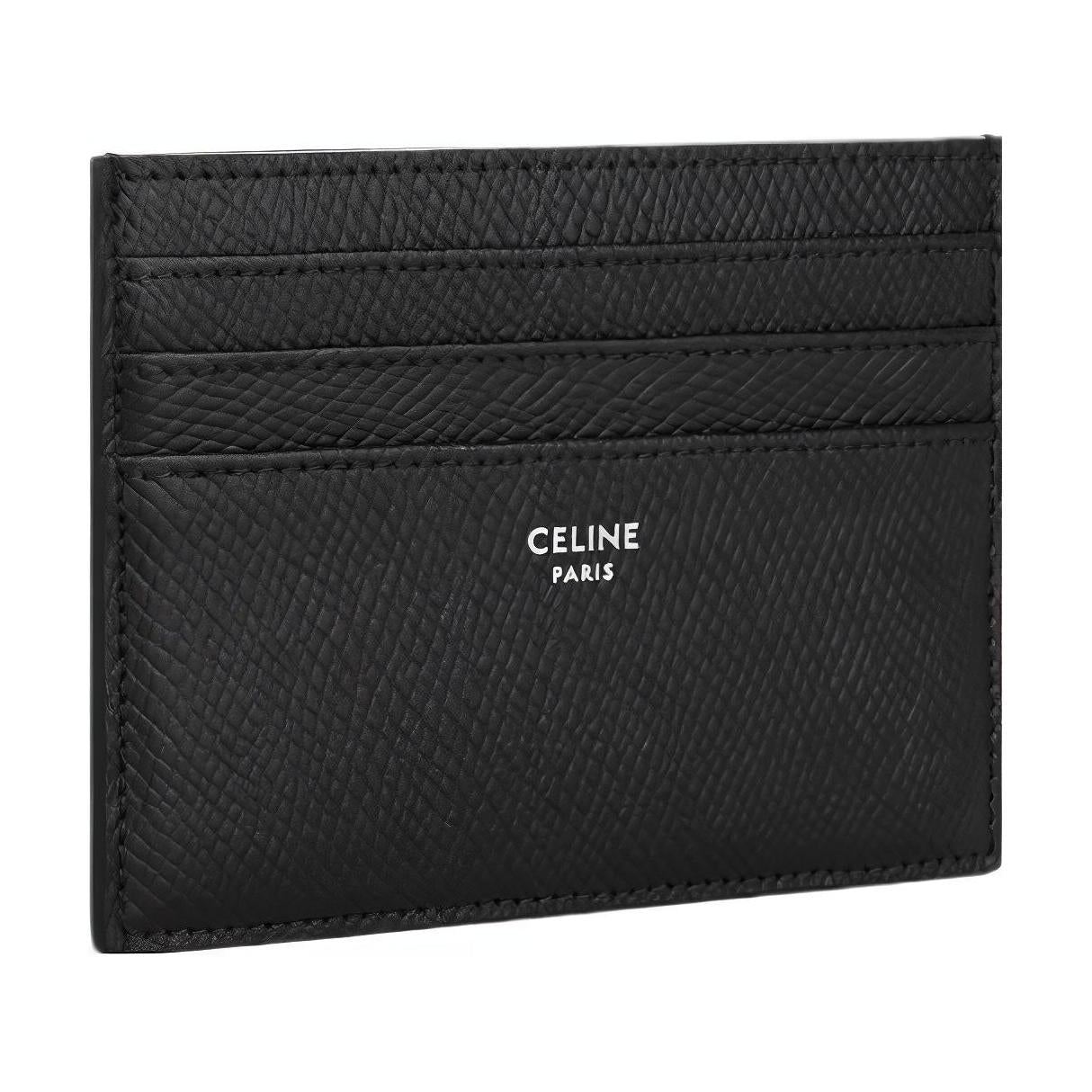 CELINE Grain Cow Leather Card Holder Large Size Men's Black