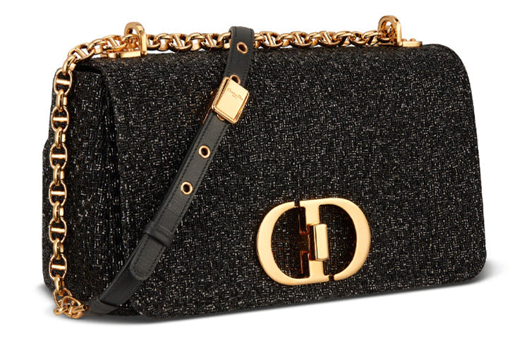 DIOR Caro Cow Leather Handbag Shoulder Bag Crossbody Bag Medium Size Women's Black