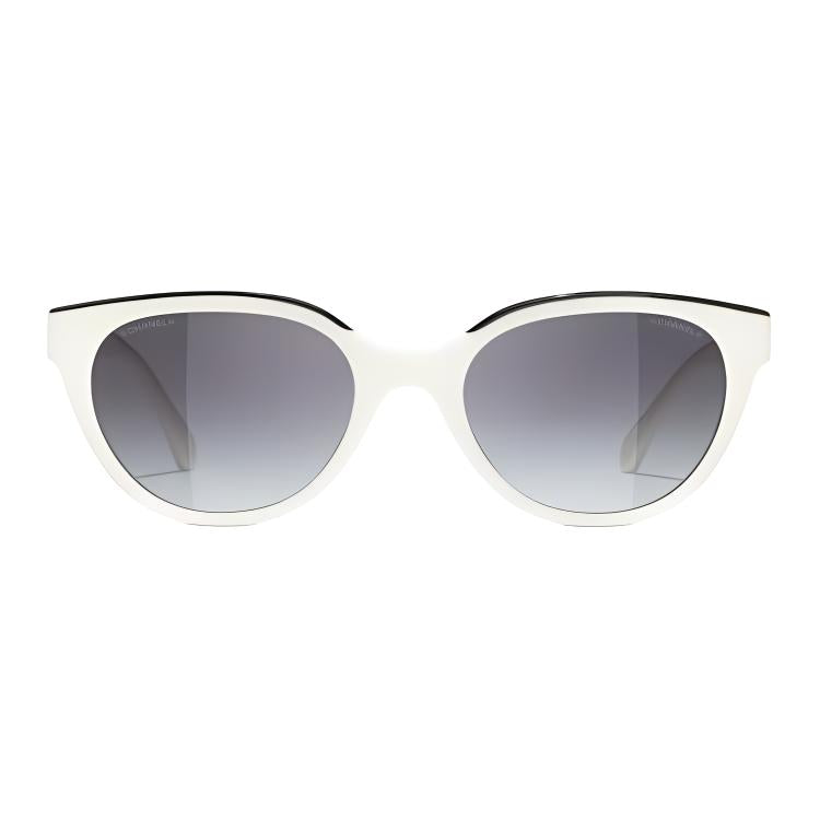 CHANEL Acetate Butterfly Sunglasses Women's White