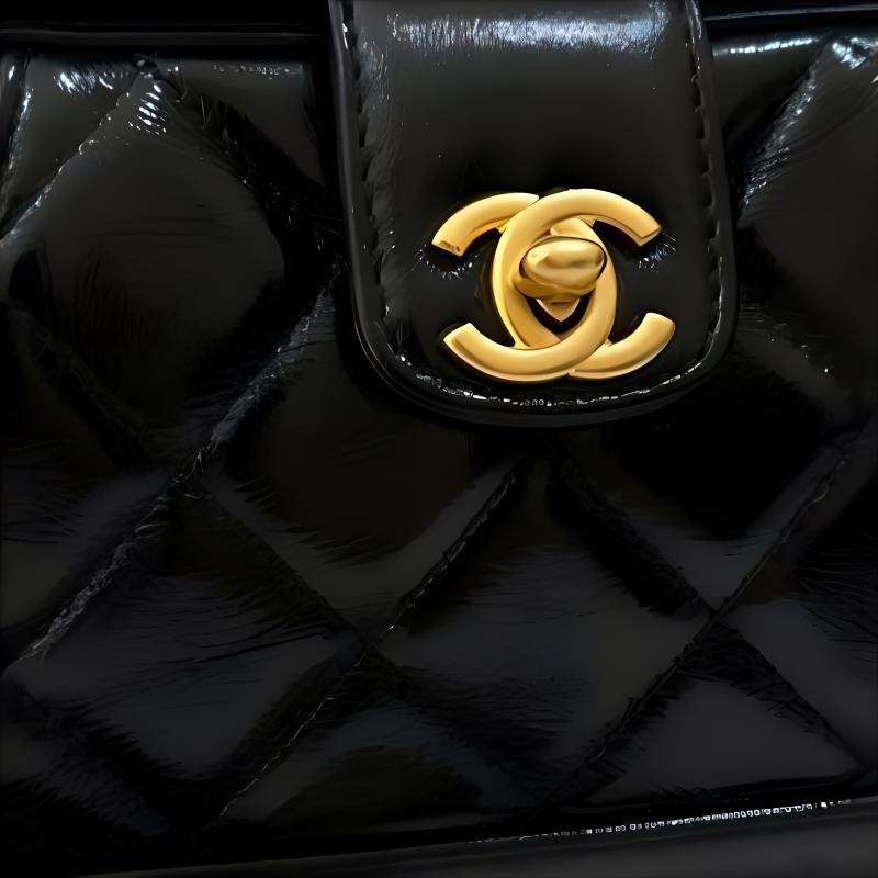 CHANEL Polished Lambskin Handbag Shoulder Bag Crossbody Bag Mini Unisex Black