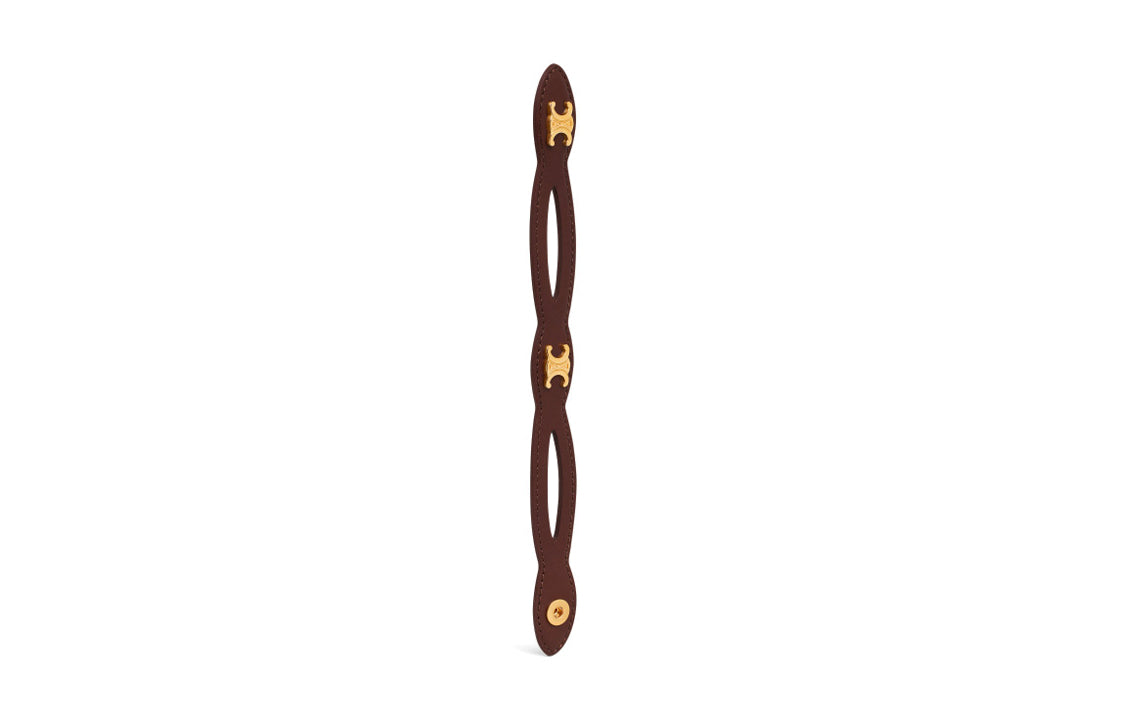 CELINE Brass, Cow Leather Bangles Women's Brown