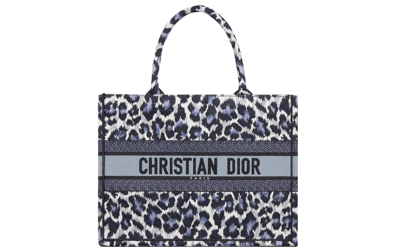 DIOR BookTote Embroidery Tote Bag Shopping Bag Handbag Medium Size Women's Blue/Multicolor