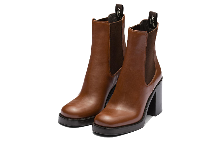 PRADA Brushed Leather 85mm Ankle Boots
