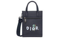 DIOR Grained Calfskin Handbag, Shoulder Bag, Crossbody Bag Mini Men's Marine Blue