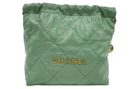CHANEL Shiny Calfskin Bucket Bag Handbag Shoulder Bag Women's Green