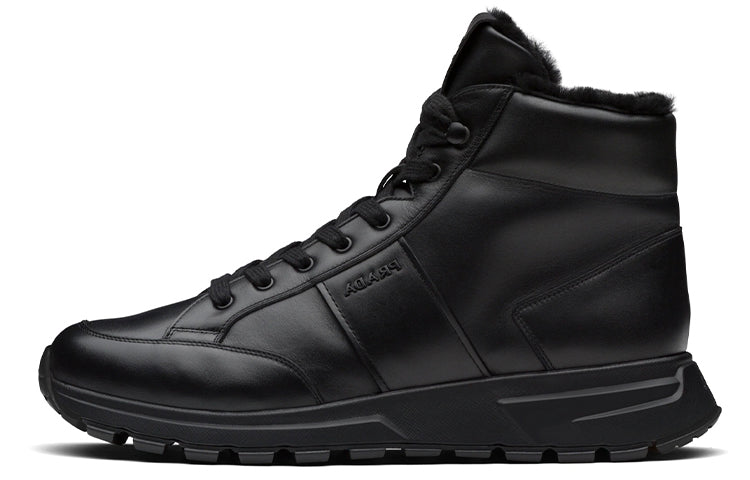 PRADA PRAX 1 Anti-Slip And Wear-Resistant Height Increasing Warm High-Top Casual Shoes Men's Black
