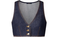 LOUIS VUITTON Indigo Blue Denim Crop Top