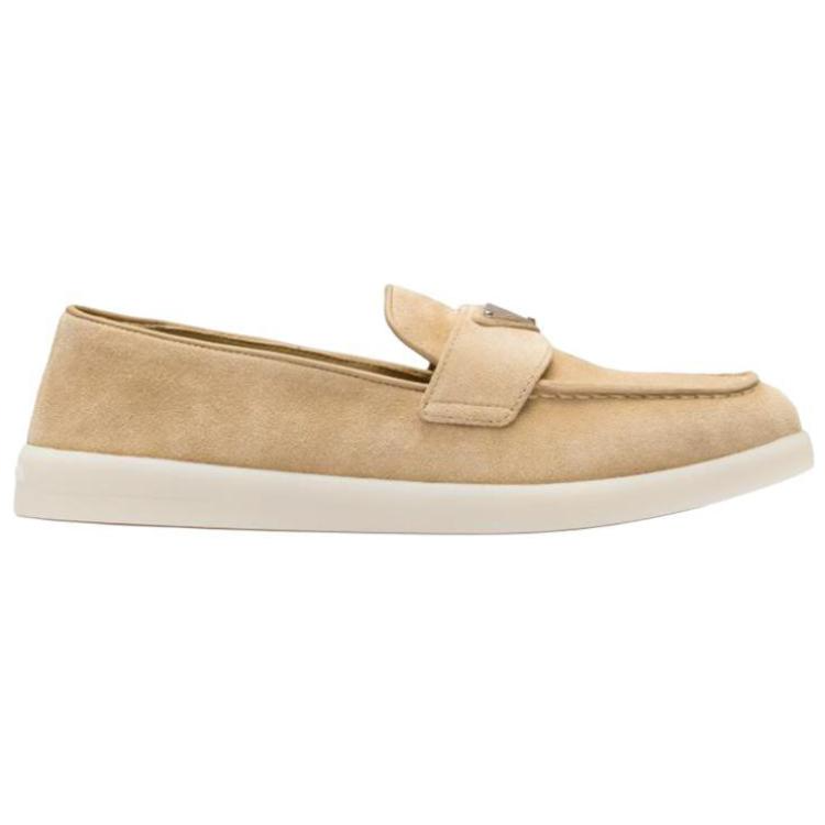 PRADA Triangle-logo Suede Loafers