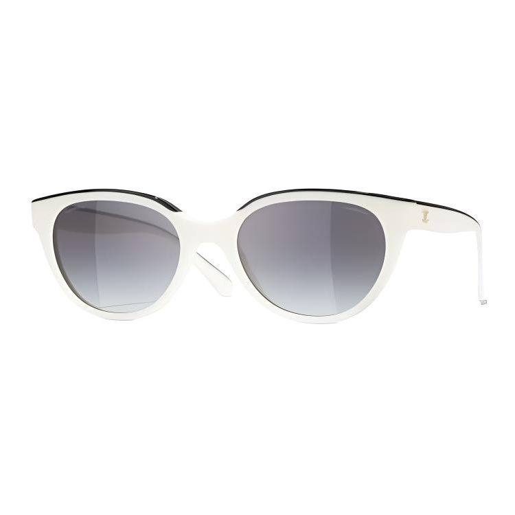 CHANEL Acetate Butterfly Sunglasses Women's White