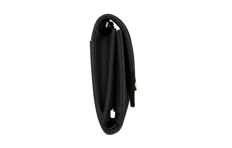 SAINT LAURENT CASSANDRE Genuine Leather Wallet Women's Black