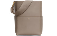 CELINE Grain Cow Leather Bucket Bag Portable Crossbody Bag Shoulder Bag Women's Taupe