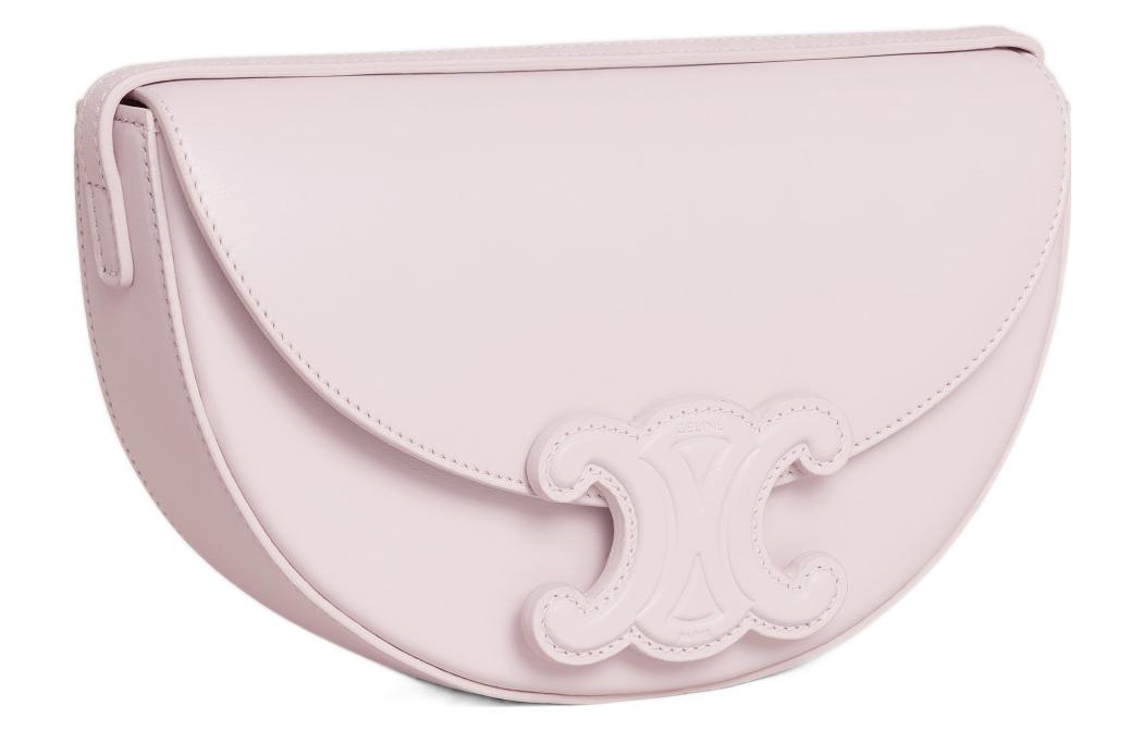 CELINE BesaceTriomphe Smooth Cow Leather Saddle Bag, Crossbody Bag, Shoulder Bag Women's Light Pink