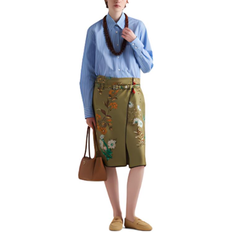 PRADA Casual Short Skirts Women's Army Green