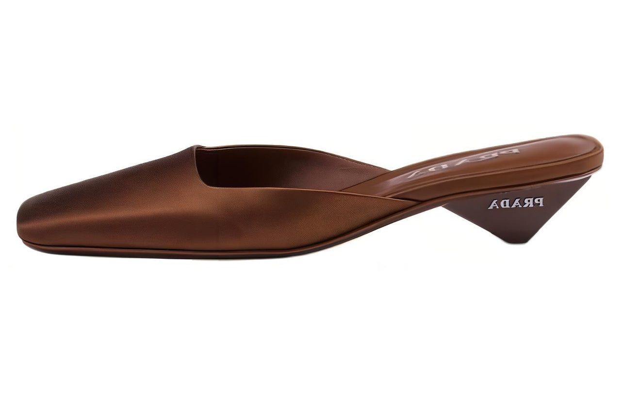 PRADA Square-toe Satin Mules