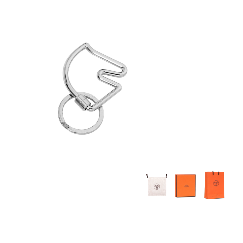 HERMES Stainless Steel Keychains Unisex