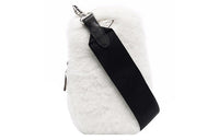 PRADA Nylon With Cotton Faux Fur Shoulder Bag Mini Women's White