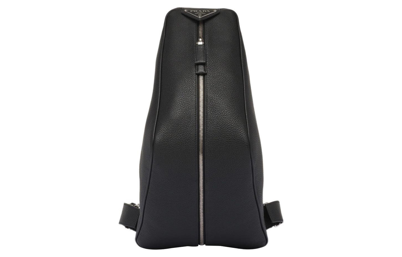 PRADA Leather Backpack Regular Men's Black