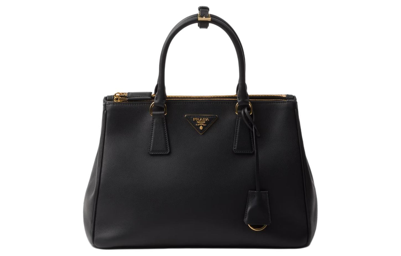 PRADA Leather Shoulder Bag Crossbody Bag Handbag Large Size Women's Black